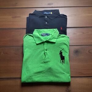 Lot of 2 Polo Ralph Lauren Long Sleeve Polo Shirts Men’s 3XL 3XLT Big Small Pony
